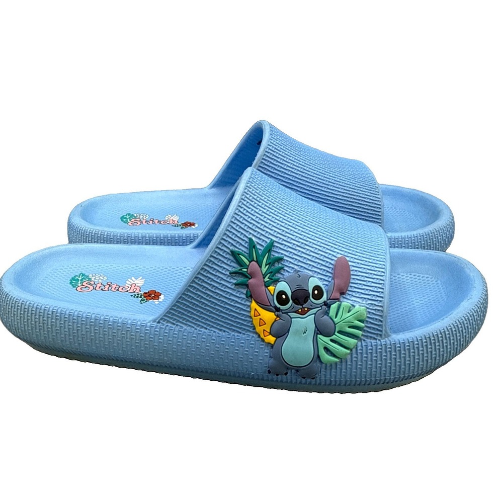 Lilo & Stitch Tropical Smiles Kid's Flip Flop Slide Sandals Blue Size 2